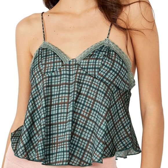 Free People Confidence Crop Camisole Green & Brown. Size XL. New with Tag (NWT) - Picture 2 of 14